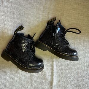 Dr. Martens Black Glitter Lace Up Boots